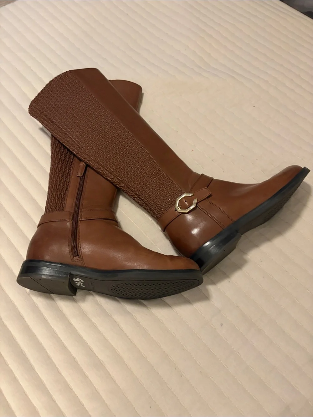 Cole Haan Isabell Grand Stretch Brown Leather Knee High Riding Boots NWOB